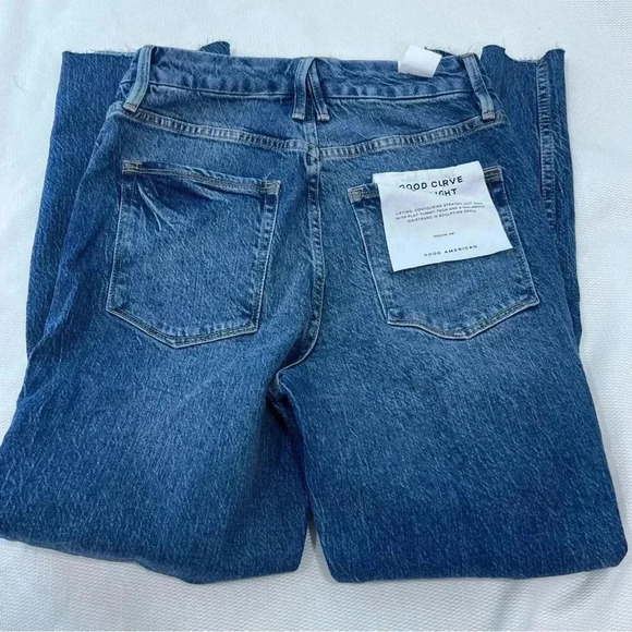 Good American Good curve straight leg jeans high rise ripped size 6/28 - Picture 7 of 14